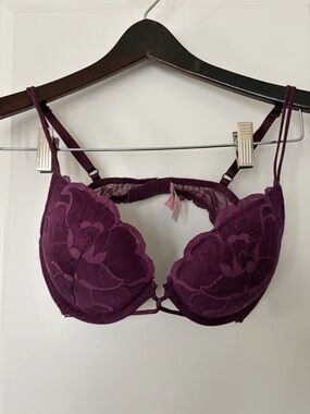 Plunge Lace Push-Up Bra - Deep Plum